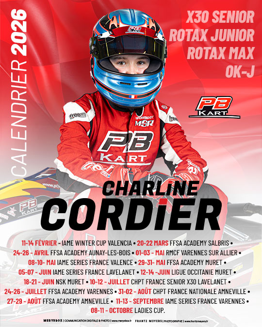 Calendrier des courses Charline Cordier pilote de karting féminin.